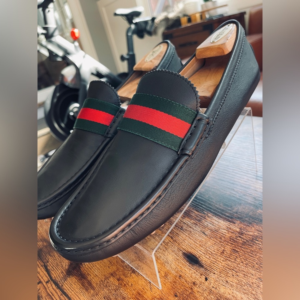 GUCCI Black Signature Web Driver Loafers for Men  12 UK= 12.5 US Made in Italy